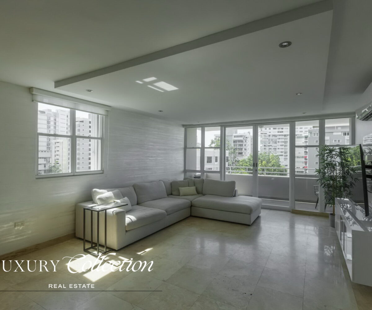 Wilson Condado Plaza penthouse for rent with an open terrace and panoramic views. Two bedrooms, two bathrooms and a roof top terrace.