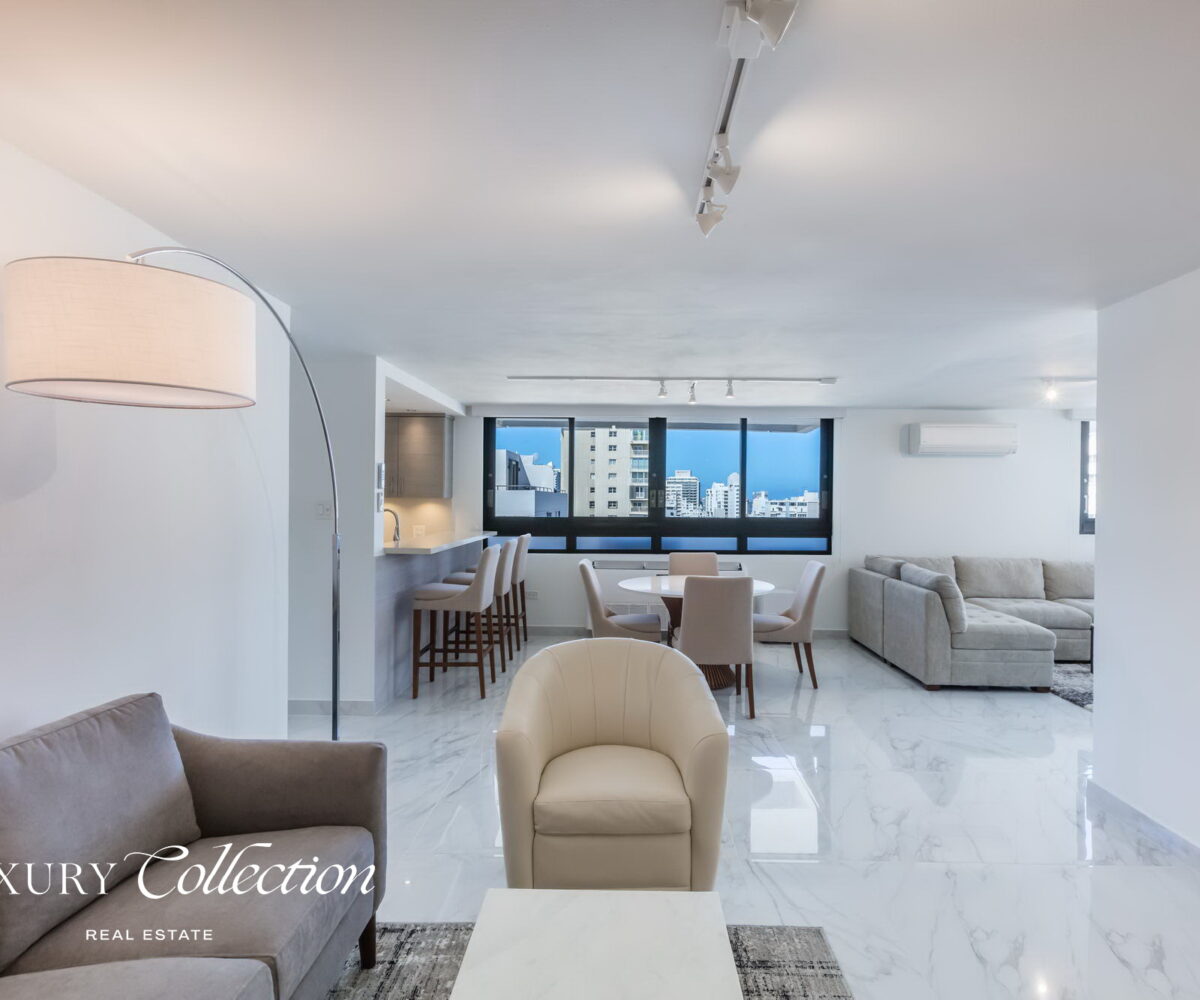 St. Mary’s Oceanview at Condado high floor apartment with stunning views of the ocean, beach and Condado skyline. 3 Bedrooms and 2 bathrooms. luxury collection real estate puerto rico