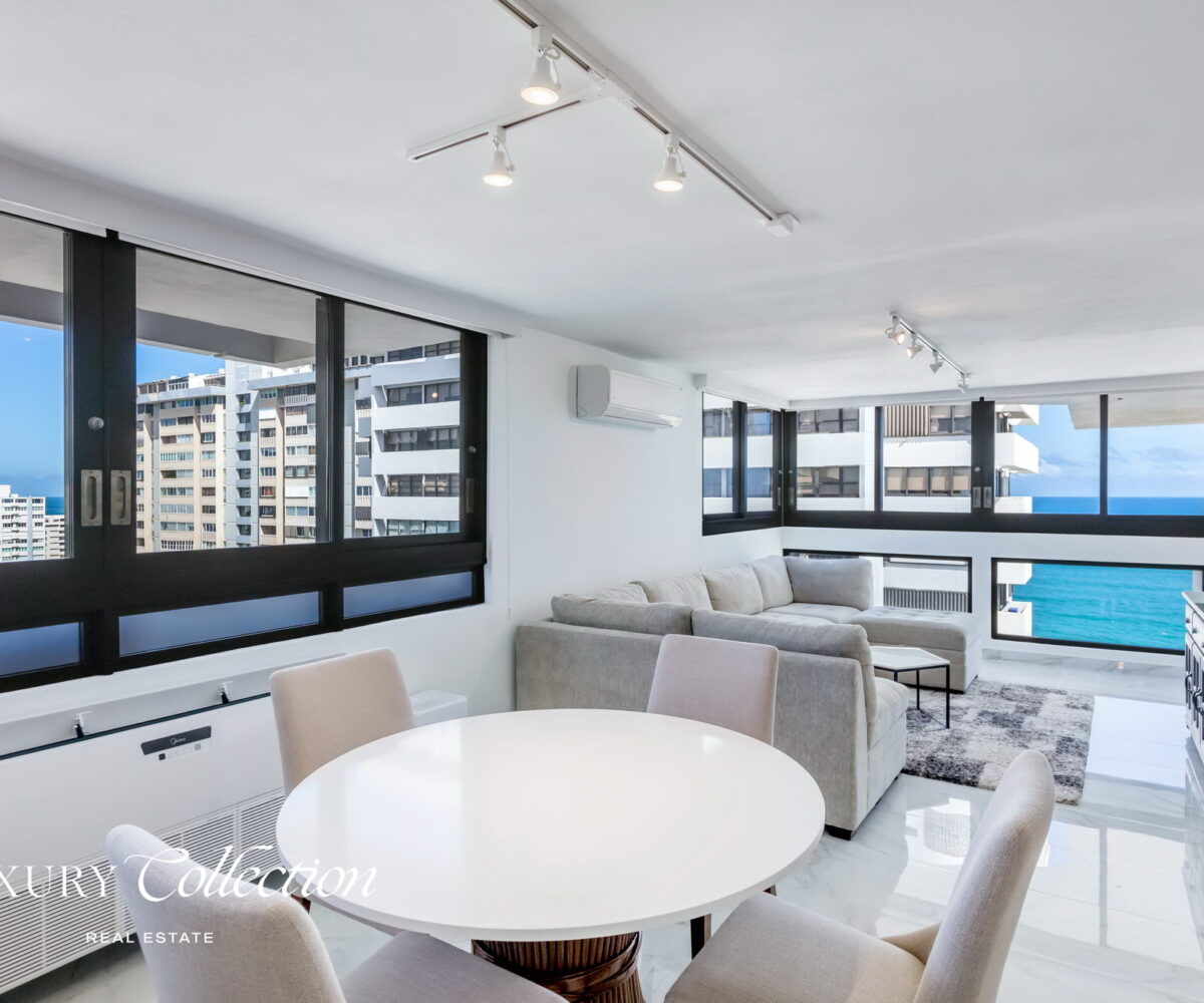 St. Mary’s Oceanview at Condado high floor apartment with stunning views of the ocean, beach and Condado skyline. 3 Bedrooms and 2 bathrooms. luxury collection real estate puerto rico