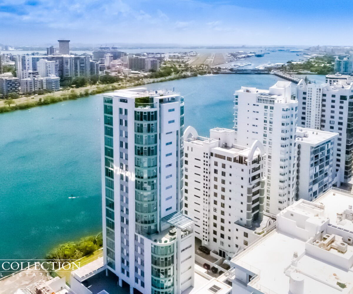 Peninsula waterfront apartment for rent luxury collection real estate Puerto Rico Waterfront Condo for rent with 4 bedrooms, 5.1 bathrooms and maid room and terrace with water views to the Condado Lagoon and Atlantic Ocean.