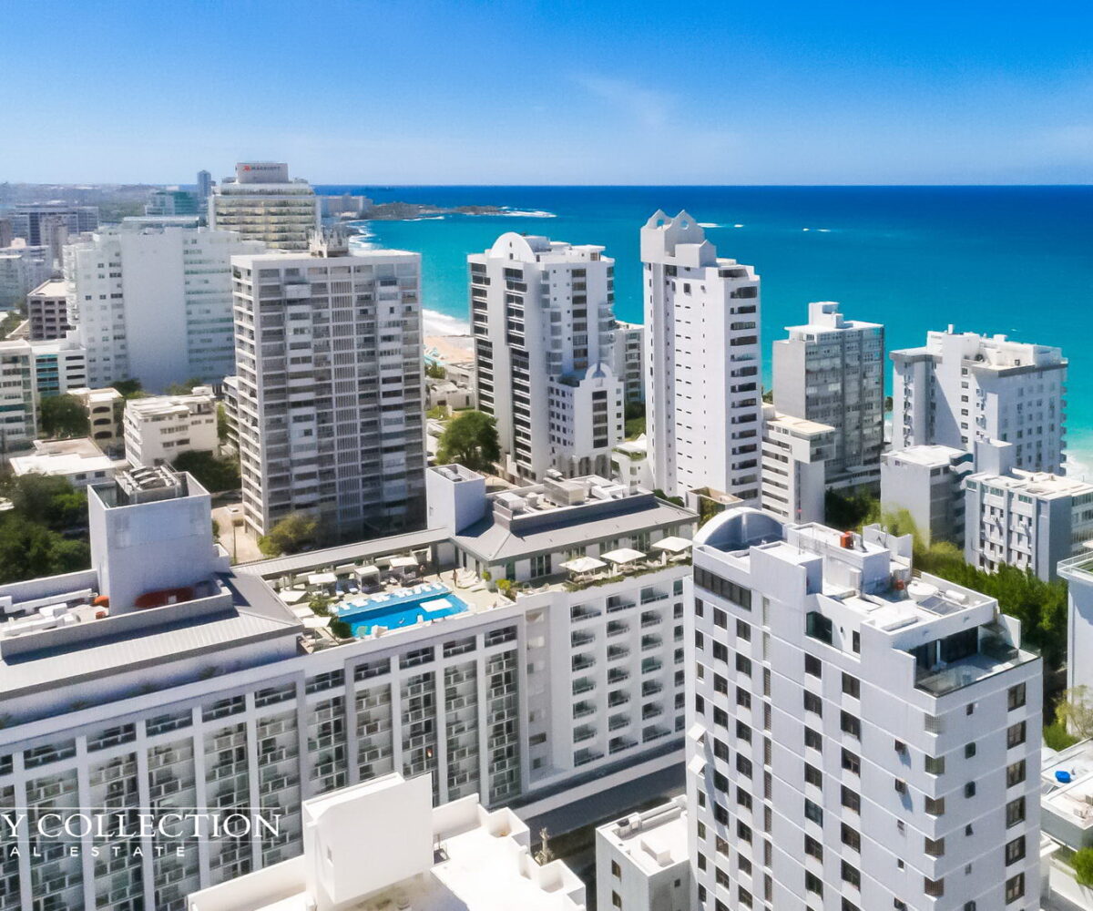 Open Terrace Apartment in Condado Puerto Rico for sale with beautiful ocean view in the boutique condominium, The Grand Atrium. 4 beds, 3 baths. Luxury Collection Real Estate