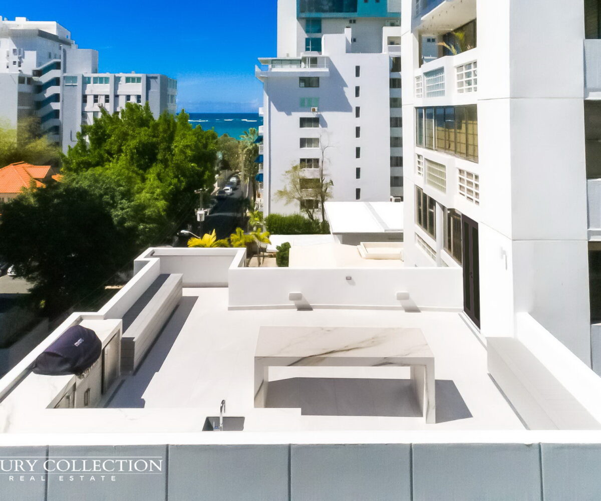 Open Terrace Apartment in Condado Puerto Rico for sale with beautiful ocean view in the boutique condominium, The Grand Atrium. 4 beds, 3 baths. Luxury Collection Real Estate