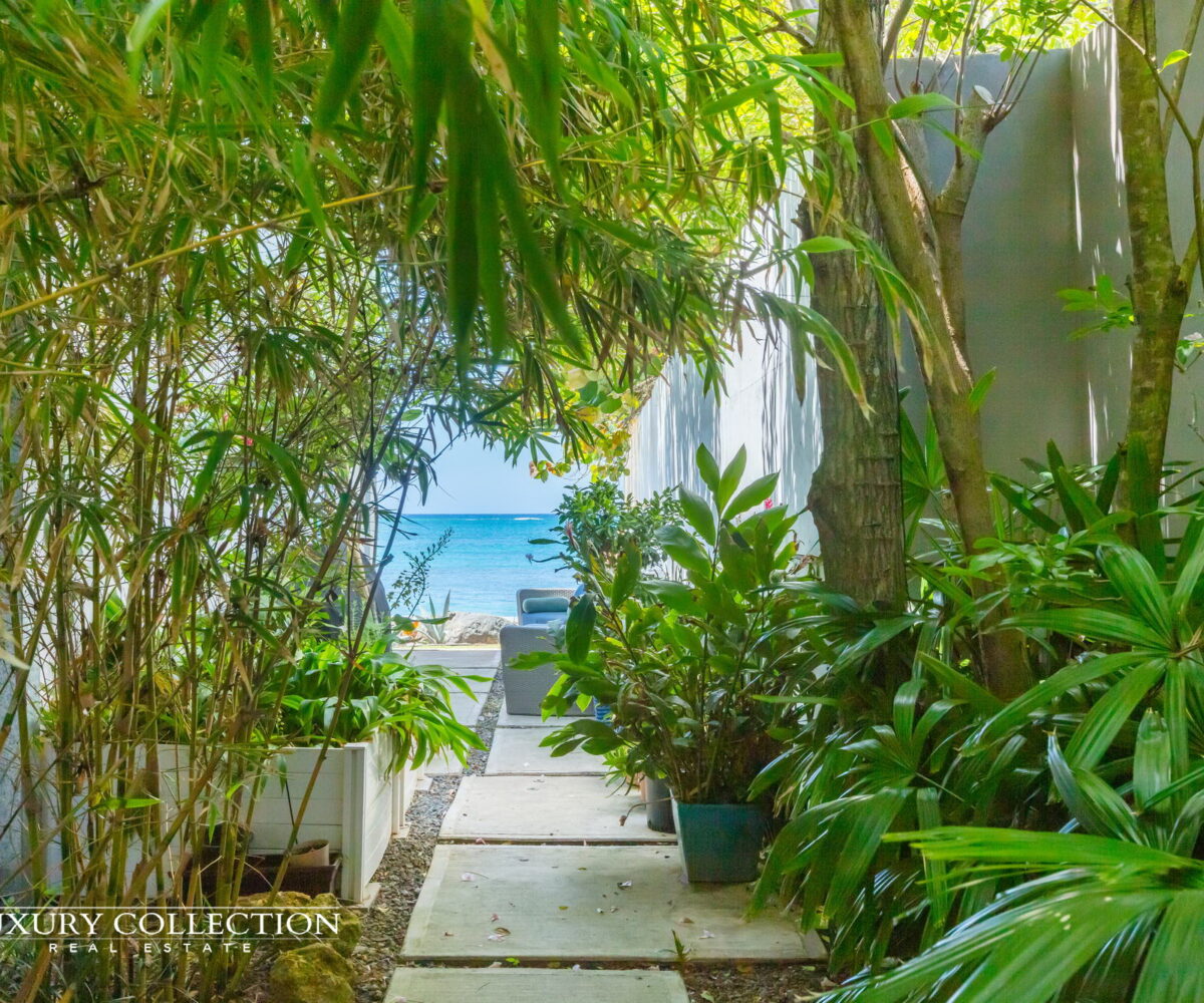 Oceanfront garden apartment for sale with views of the Atlantic Ocean. 3 bedrooms, 3.5 bathrooms, ocean front patio, Punta Las Marias, Condado PUERTO RICO Luxury Collection Real Estate