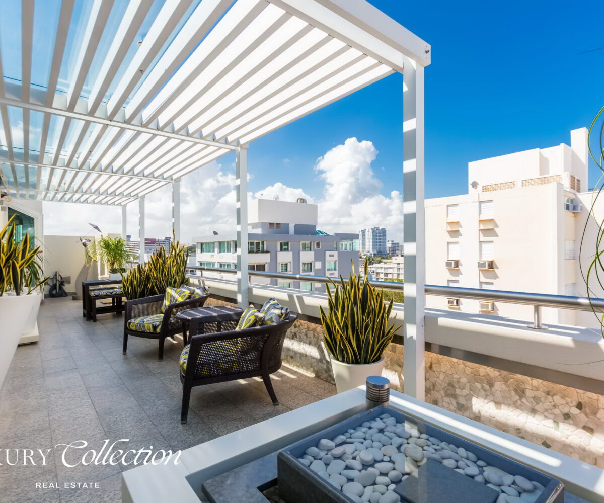 2-level penthouse located at boutique condominium Luchetti 1403 in Condado Puerto Rico. 3 Bedrooms convertibles to 4, 3 Bath, 4 Parkings.