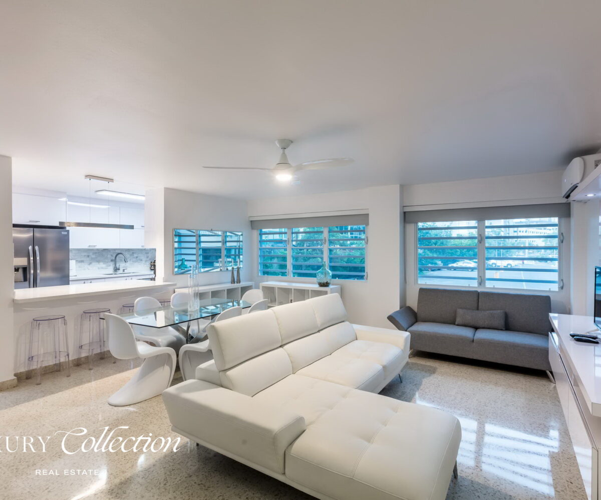 Remodeled turn-key apartment for rent in Condado, 2 bedrooms, 2 full bathrooms, work station, balcony and 1covered parking space. luxury collection real estate puerto rico