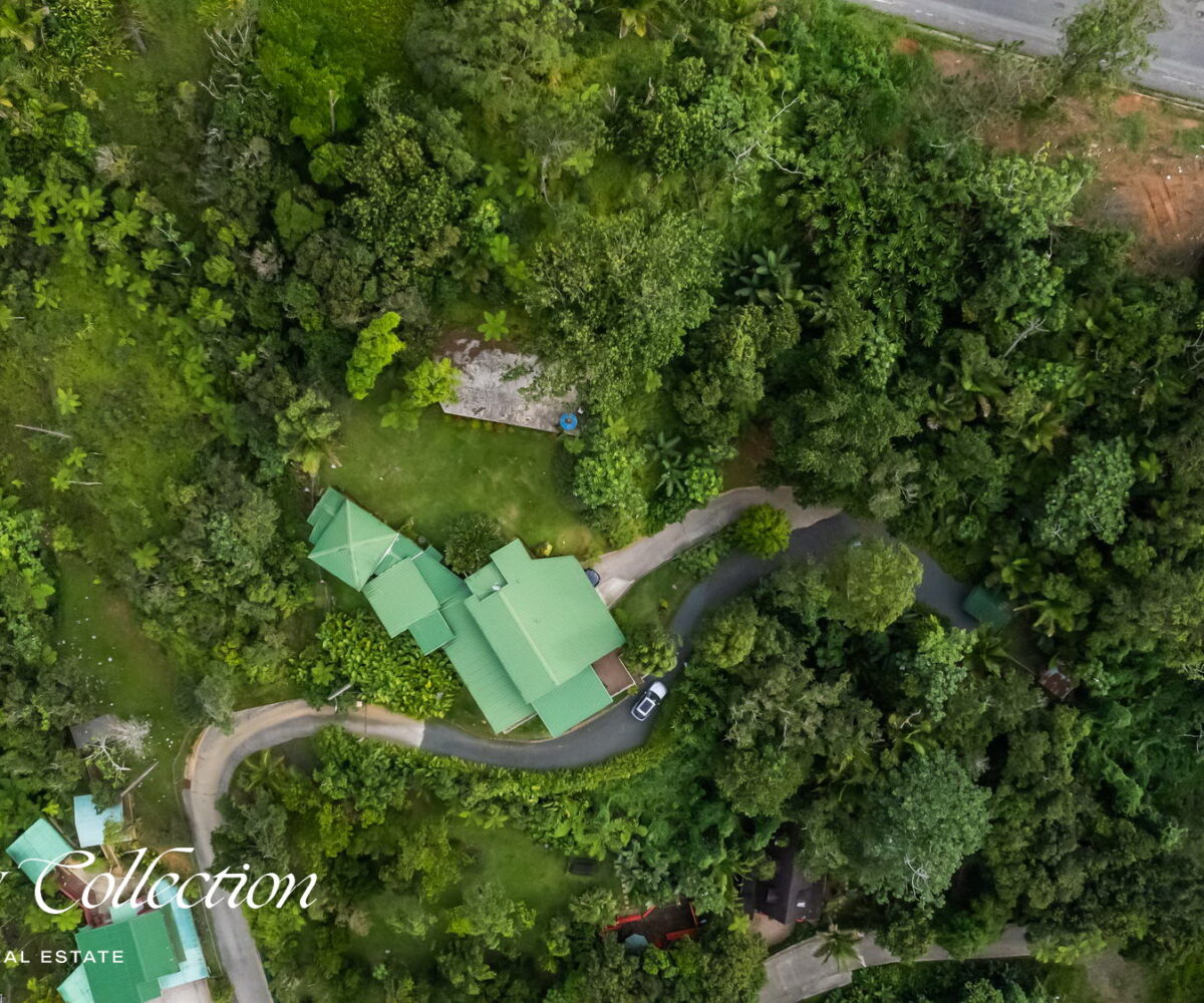 1.5 acres two-story country house in the mountains of Cayey Puerto Rico for sale with 3 bedrooms and 3.5 bathrooms. Lake and mountain views. Luxury Collection Real Estate