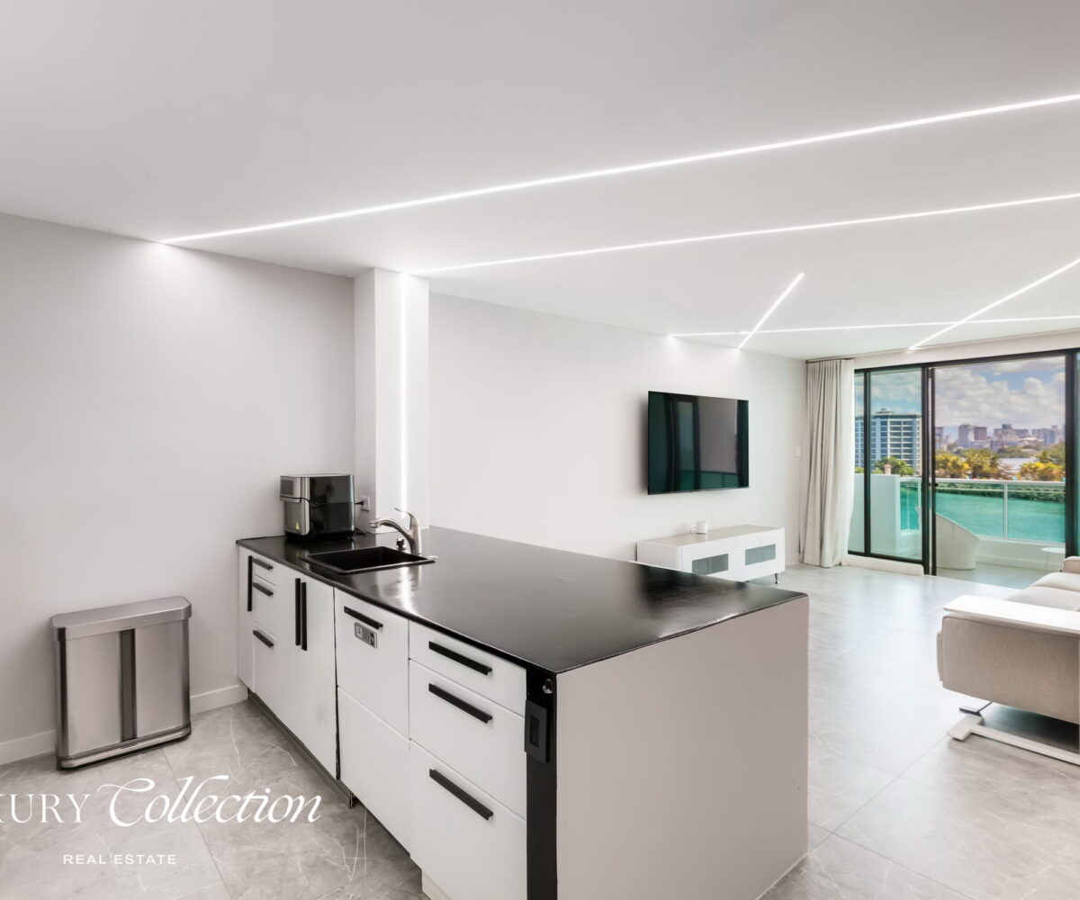 CONDADO LAGOON VILLAS- 2 BEDROOMS 2.5 BATHS kitchen and balcony with ocean views.