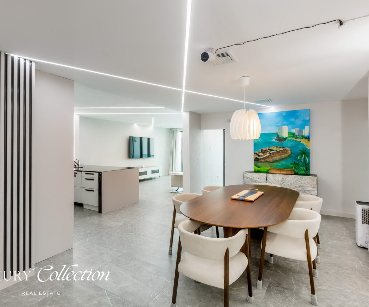 CONDADO LAGOON VILLAS- 2 BEDROOMS 2.5 BATHS kitchen and balcony with ocean views.