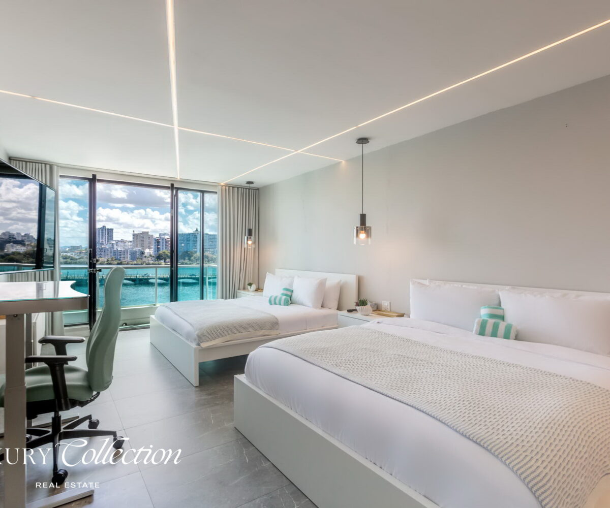 CONDADO LAGOON VILLAS- 2 BEDROOMS 2.5 BATHS kitchen and balcony with ocean views.