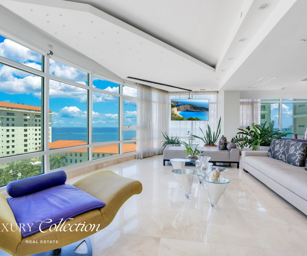 Bristol Condado Ocean View condo for sale. Condado Lagoon or Ocean views with 3 bedrooms, 4 bathrooms, and three covered parking spaces. Alex Herrera Luxury Collection Real Estate Condado Puerto Rico