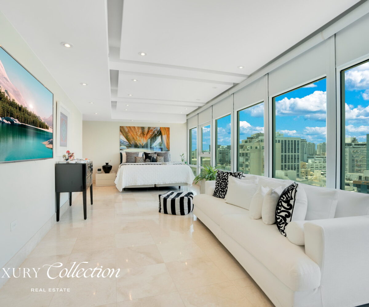 Bristol Condado Ocean View condo for sale. Condado Lagoon or Ocean views with 3 bedrooms, 4 bathrooms, and three covered parking spaces. Alex Herrera Luxury Collection Real Estate Condado Puerto Rico