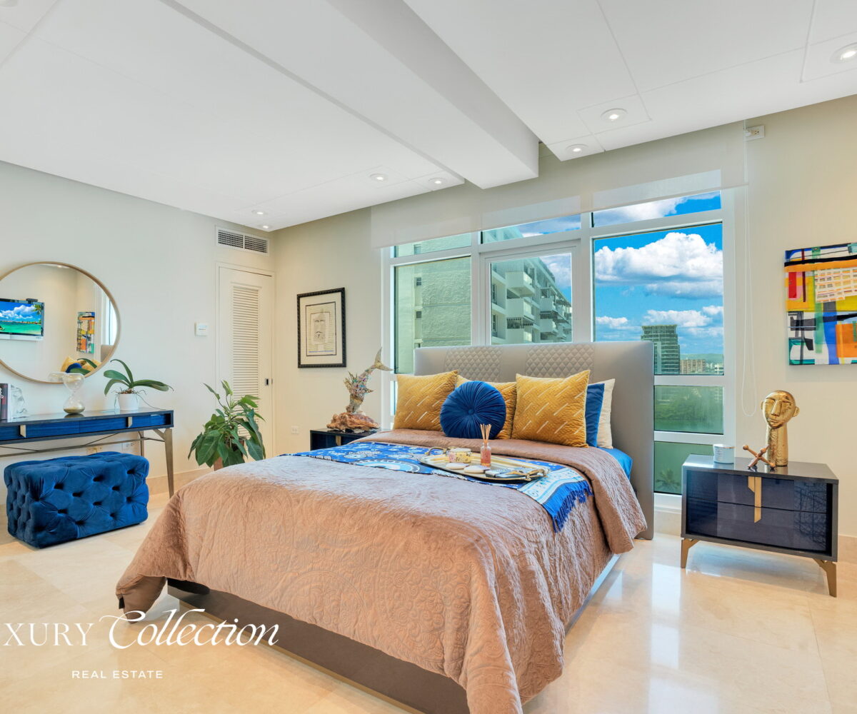 Bristol Condado Ocean View condo for sale. Condado Lagoon or Ocean views with 3 bedrooms, 4 bathrooms, and three covered parking spaces. Alex Herrera Luxury Collection Real Estate Condado Puerto Rico