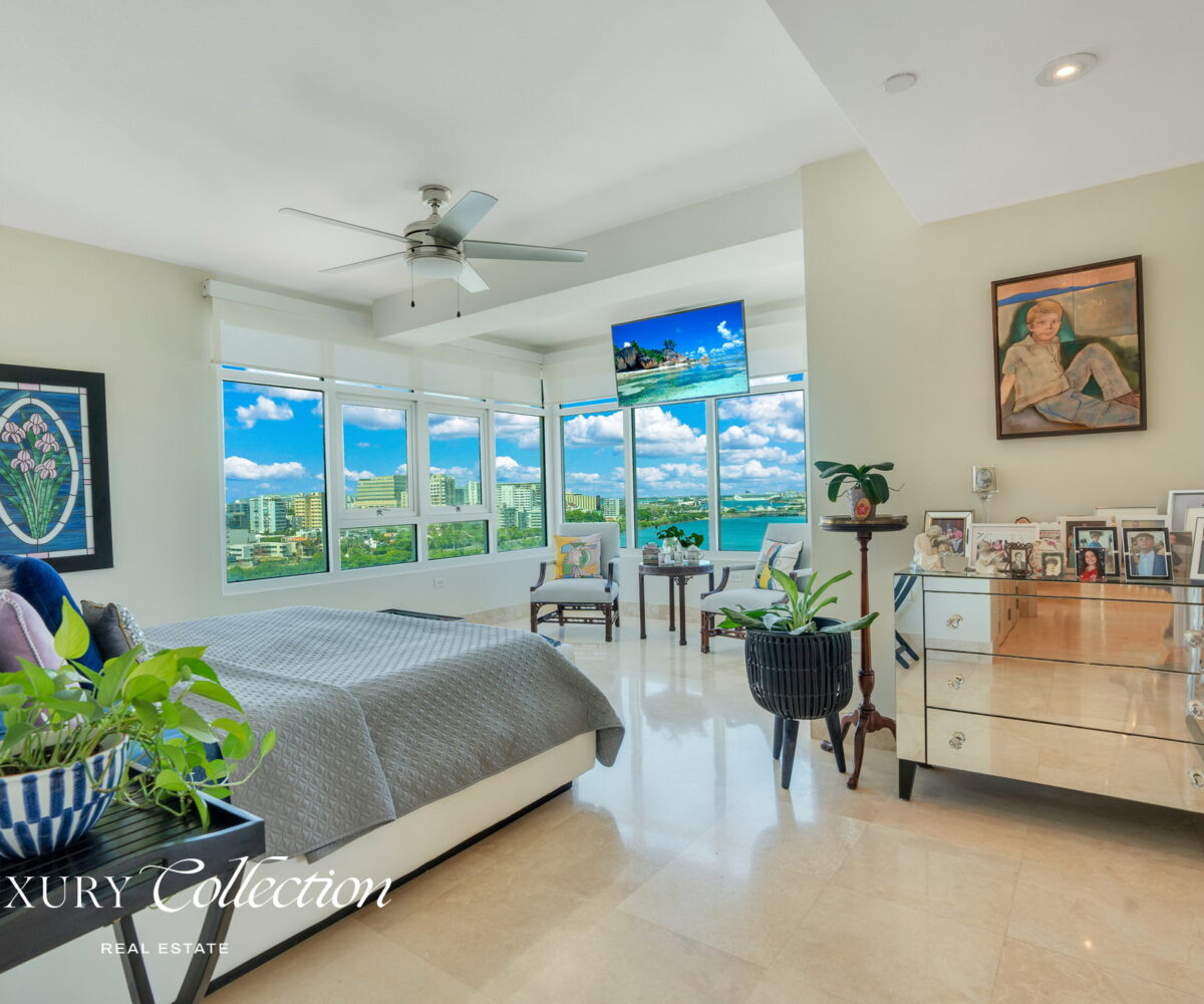 Bristol Condado Ocean View condo for sale. Condado Lagoon or Ocean views with 3 bedrooms, 4 bathrooms, and three covered parking spaces. Alex Herrera Luxury Collection Real Estate Condado Puerto Rico