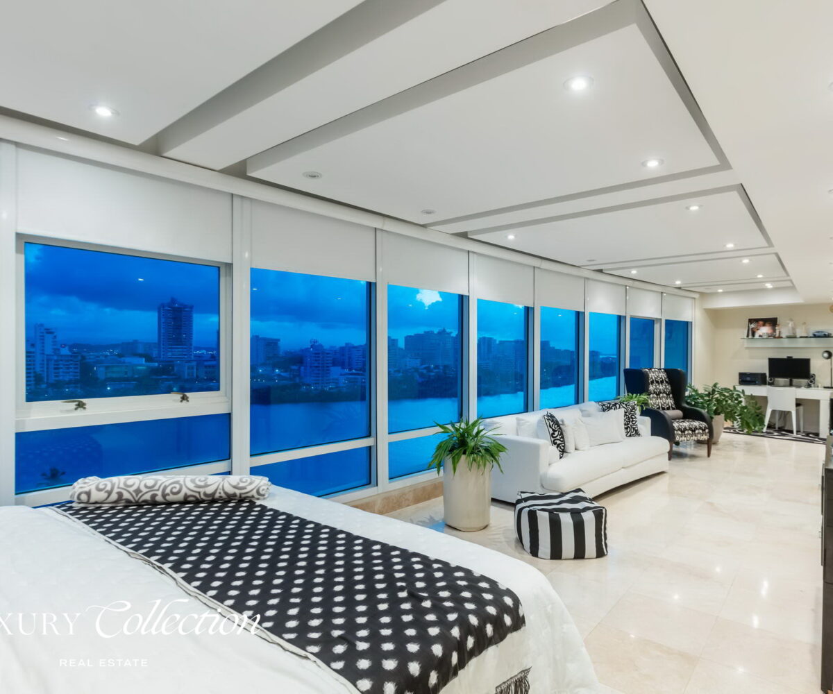 Bristol Condado Ocean View condo for sale. Condado Lagoon or Ocean views with 3 bedrooms, 4 bathrooms, and three covered parking spaces. Alex Herrera Luxury Collection Real Estate Condado Puerto Rico