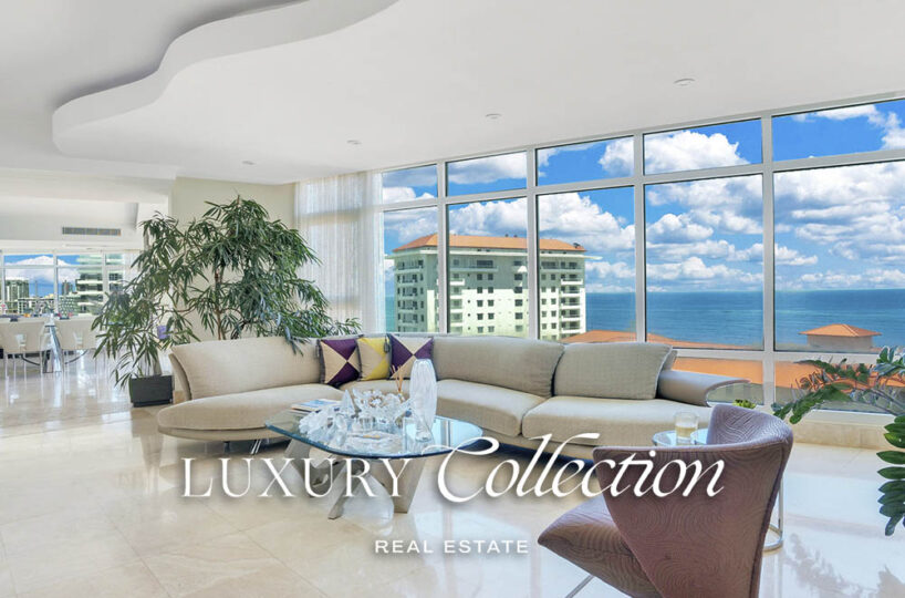 Bristol Condado Ocean View condo for sale. Condado Lagoon or Ocean views with 3 bedrooms, 4 bathrooms, and three covered parking spaces. Alex Herrera Luxury Collection Real Estate Condado Puerto Rico