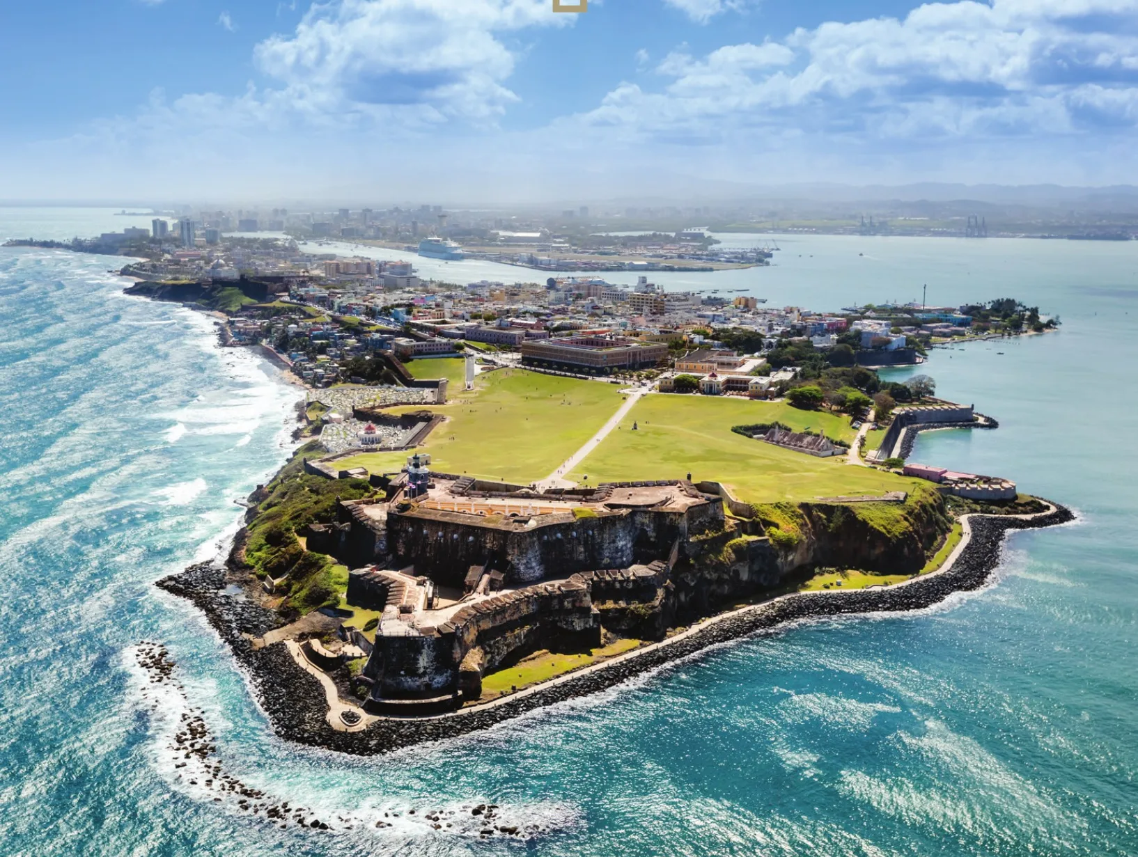 Aerial view of El Morro fortress and Old San Juan, Puerto Rico